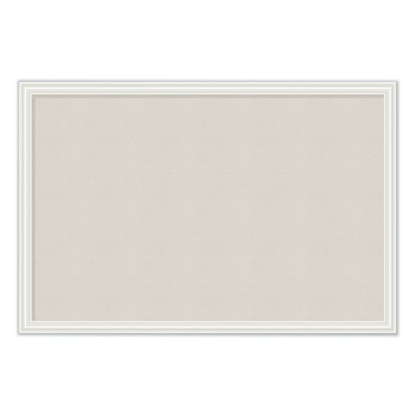 U Brands Linen Bulletin Board w/Decor Frame, 30x20, Natural Surface/White Frame 2074U00-01